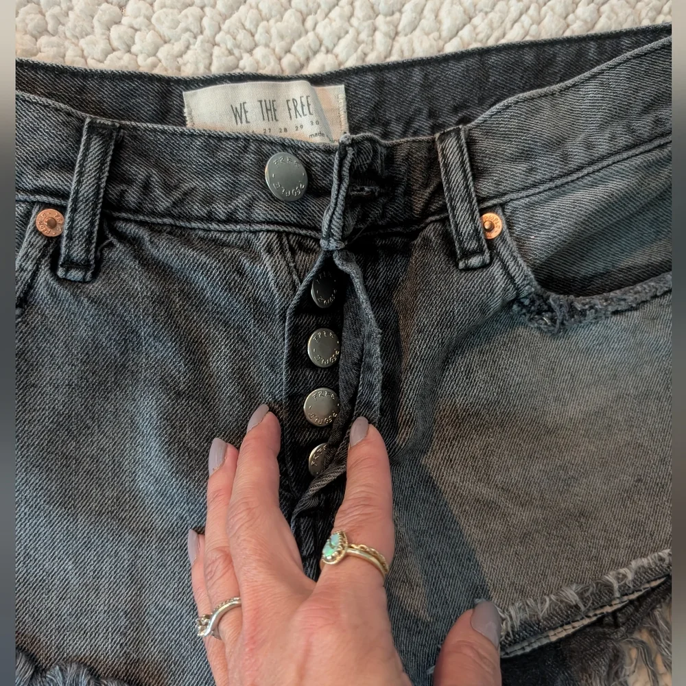 EUC Free People Low Rise Button Fly Distressed Shorts - Picture 4 of 13